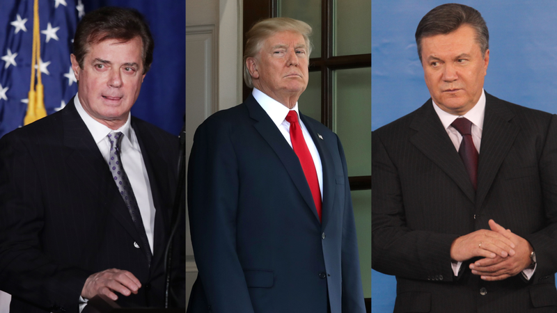 Paul Manafort, Donald Trump and Ukrainian President Viktor Yanukovych (Getty Images)